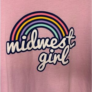 The Midwest Girl Women’s Pink Rainbow Tee T-shirt Size Large Excellent Condition